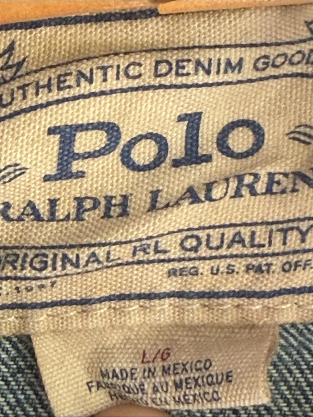 Polo Ralph Lauren Denim Jacket With American Flag Arm Patch Men’s L